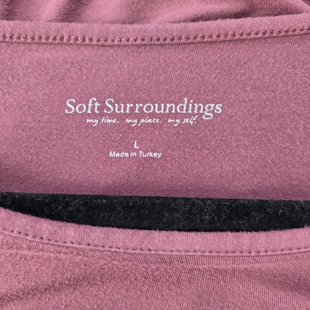 Soft Surroundings Women's Mauve Long Sleeve Top Size Large. Roll Tab Sleeve - Picture 8 of 9